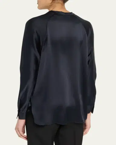 Vince Silk Band-Collar Blouse | Thumbnail 3