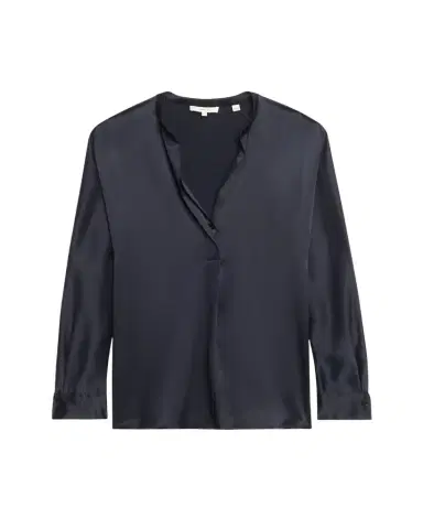 Vince Silk Band-Collar Blouse | Thumbnail 1