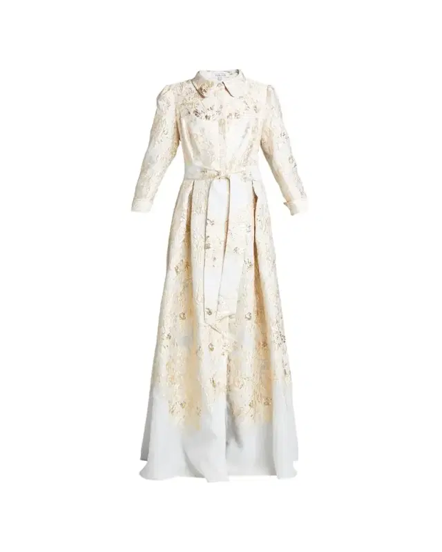 Rickie Freeman for Teri Jon Metallic Brocade Shirtdress Gown