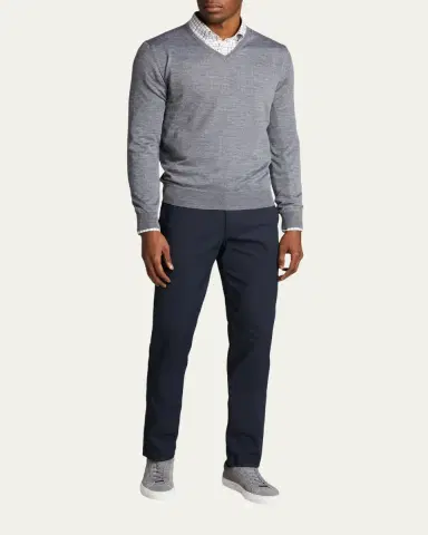 Bergdorf Goodman Men's Solid Cashmere V-Neck Sweater | Thumbnail 2
