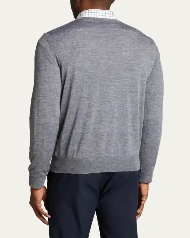 Bergdorf Goodman Men's Solid Cashmere V-Neck Sweater | Thumbnail 3