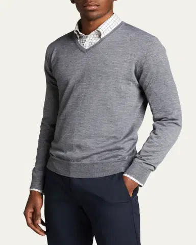 Bergdorf Goodman Men's Solid Cashmere V-Neck Sweater | Thumbnail 4