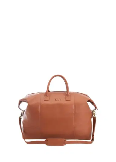 Royce New York Monogrammed Leather Weekender Duffel Bag, Personalized | Thumbnail 3