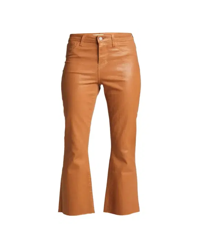 L'Agence Kendra High-Rise Coated Crop Flare Jeans