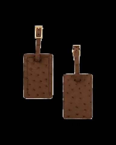 Abas Ostrich Leather Luggage Tag, Set of 2 | Thumbnail 2 Abas Ostrich Leather Luggage Tag, Set of 2 | Thumbnail 2