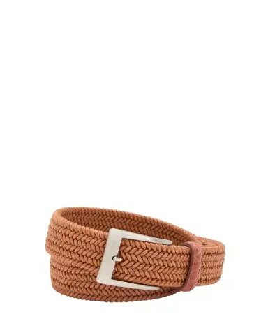 W. Kleinberg Men's Stretch Woven Belt with Alligator Trim | Thumbnail 1