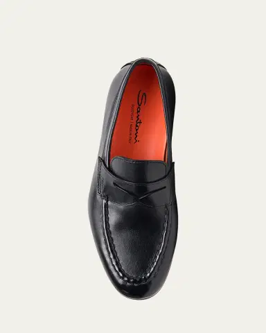 Santoni Men's Door Leather Penny Loafers | Thumbnail 3