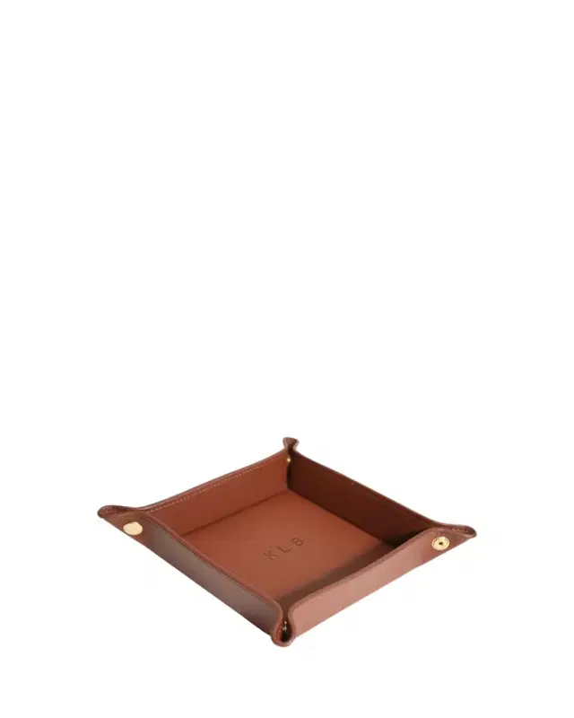 ROYCE New York Monogrammed Leather Catchall Valet Tray, Personalized