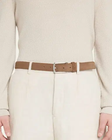 Zegna Men's Triple Stitch Leather Belt | Thumbnail 2 Zegna Men's Triple Stitch Leather Belt | Thumbnail 2