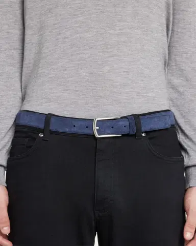 Zegna Men's Triple Stitch Leather Belt | Thumbnail 3 Zegna Men's Triple Stitch Leather Belt | Thumbnail 3