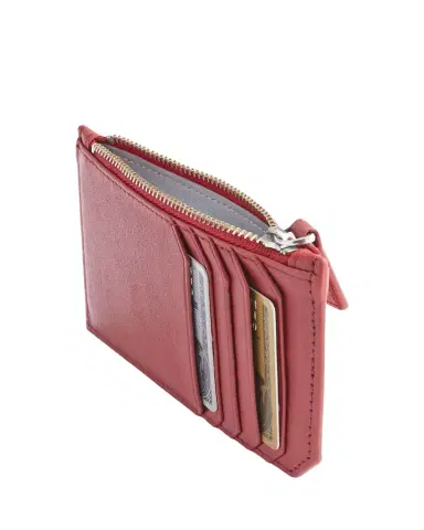 ROYCE New York Monogrammed Zippered Leather Credit Card Case, Personalized | Thumbnail 1