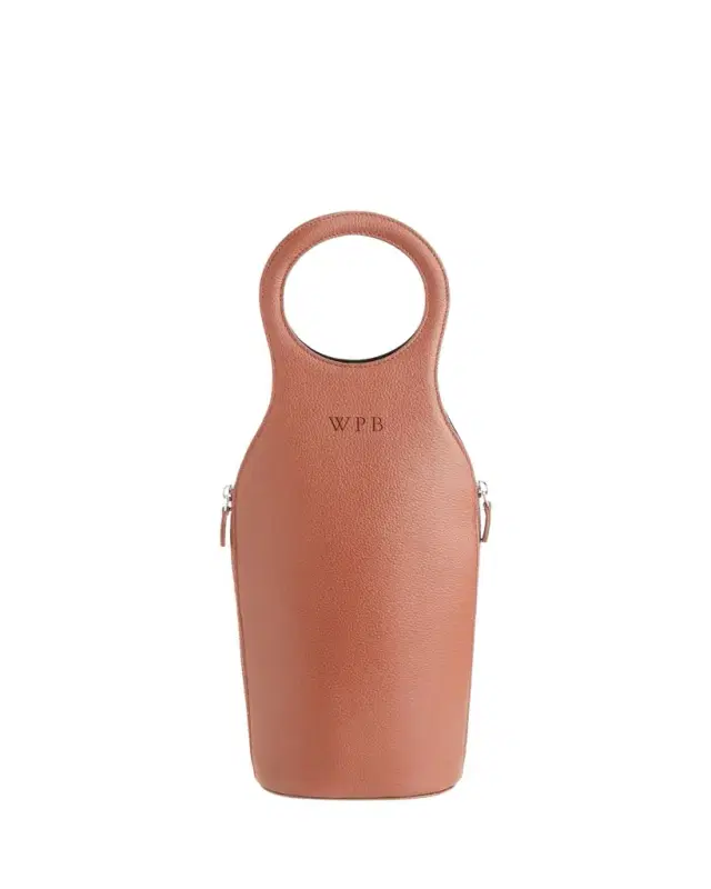 ROYCE New York Monogrammed Leather Wine Champagne Bottle Carrying Case, Personalized