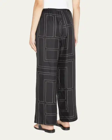 TOTEME Monogram-Embroidered Silk Pajama Pants | Thumbnail 3