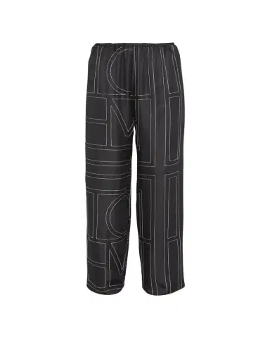 TOTEME Monogram-Embroidered Silk Pajama Pants | Thumbnail 1