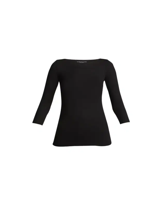 Soft-Touch Marrow-Edge Boat-Neck Top