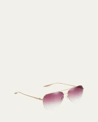 BARTON PERREIRA Chevalier Semi-Rimless Metal Aviator Sunglasses | Thumbnail 2