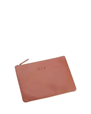 ROYCE New York Monogrammed Leather Zuppered Travel Organizer Pouch, Personalized | Thumbnail 1