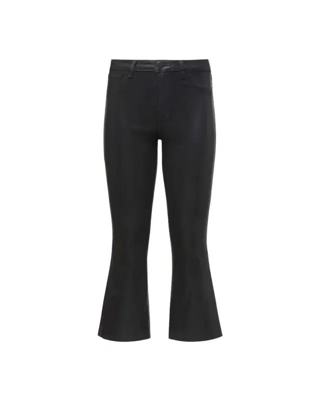 L'Agence Kendra High-Rise Coated Crop Flare Jeans