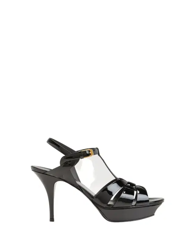 Saint Laurent Tribute Patent T-Strap Platform Sandals