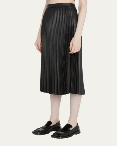 Proenza Schouler White Label Pleated Vegan Leather Midi Skirt | Thumbnail 4