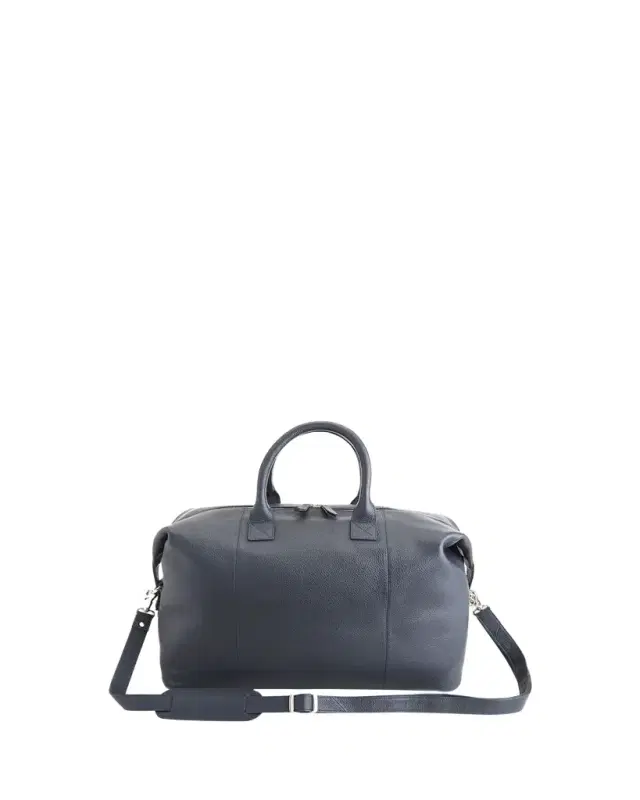 ROYCE New York Monogrammed Leather Duffel Bag with Suitcase Handle Strap