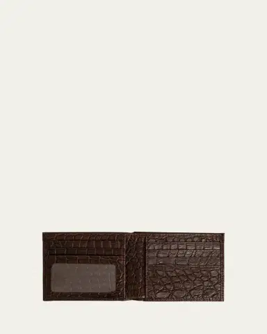 Abas Men's Matte Alligator Leather Bifold Wallet w/ ID Window | Thumbnail 2