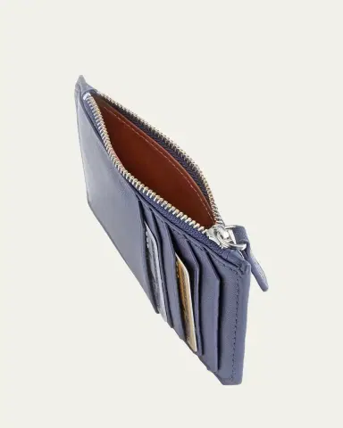 ROYCE New York Monogrammed Zippered Leather Credit Card Case, Personalized | Thumbnail 2