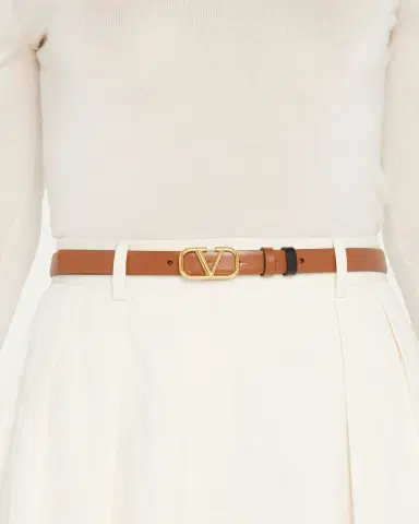 Valentino Garavani VLogo Leather Belt, 20mm | Thumbnail 2