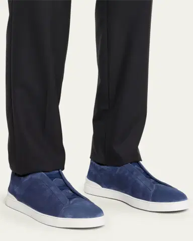 ZEGNA Men's Triple Stitch Suede Sneakers | Thumbnail 2