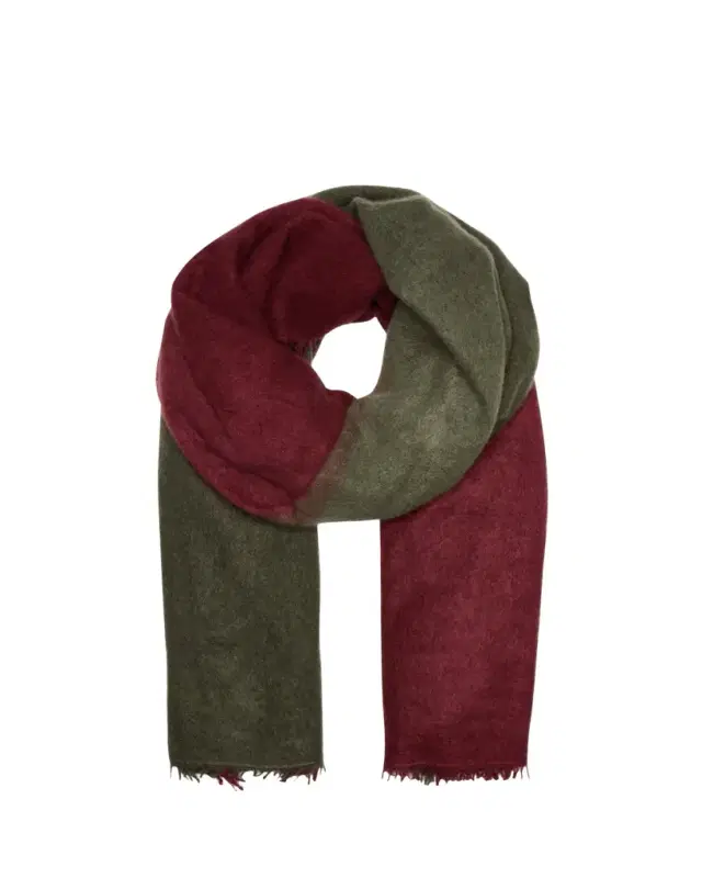 Fuzzy Feture Two-Tone Cashmere Scarf