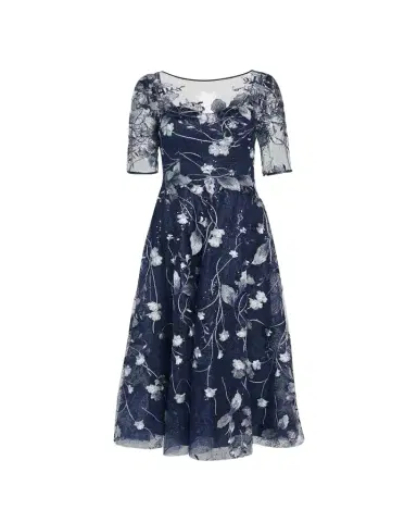 Rickie Freeman for Teri Jon Floral-Embroidered Tulle Cocktail Dress | Thumbnail 1