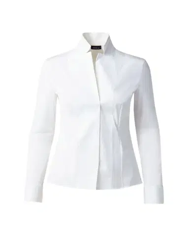 Akris Long-Sleeve Notched-Collar Poplin Blouse | Thumbnail 1 Akris Long-Sleeve Notched-Collar Poplin Blouse | Thumbnail 1