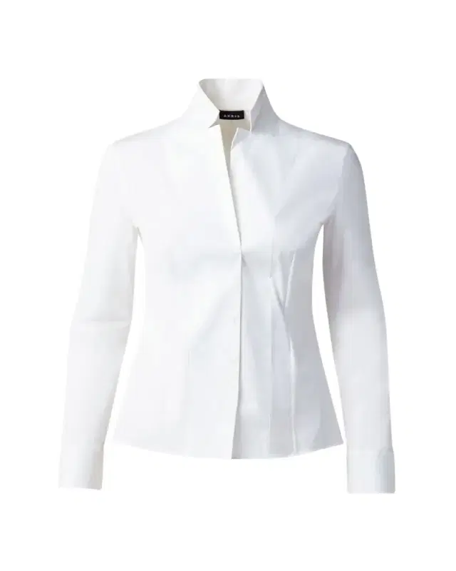 Akris Long-Sleeve Notched-Collar Poplin Blouse