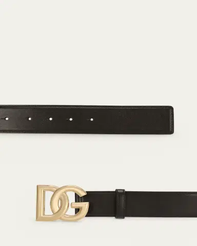 Dolce & Gabbana DG Logo Buckle Leather Belt | Thumbnail 3
