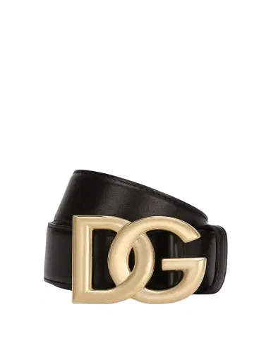 Dolce & Gabbana DG Logo Buckle Leather Belt | Thumbnail 1