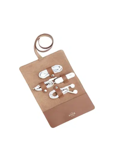 Royce New York Monogrammed Leather Tech Cord Accessory Organizer, Personalized | Thumbnail 1