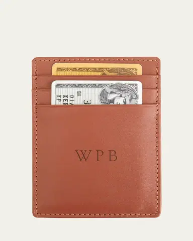 ROYCE New York Monogrammed Leather Magnetic Money Clip Wallet, Personalized | Thumbnail 3
