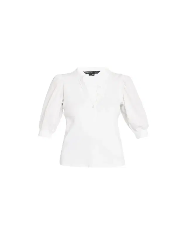 Coralee Puff Sleeve Button-Front Top