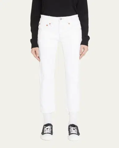 R13 Boy Straight Cropped Frayed Hem Jeans | Thumbnail 4