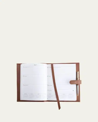 Royce New York Monogrammed Executive Weekly Leather Calendar Planner, Personalized | Thumbnail 3