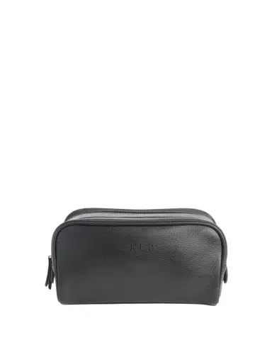 ROYCE New York Monogrammed Double Zip Leather Toiletry Bag, Personalized | Thumbnail 1