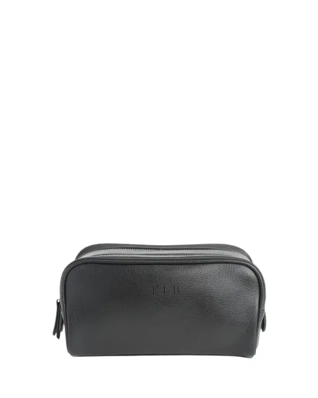 ROYCE New York Monogrammed Double Zip Leather Toiletry Bag, Personalized