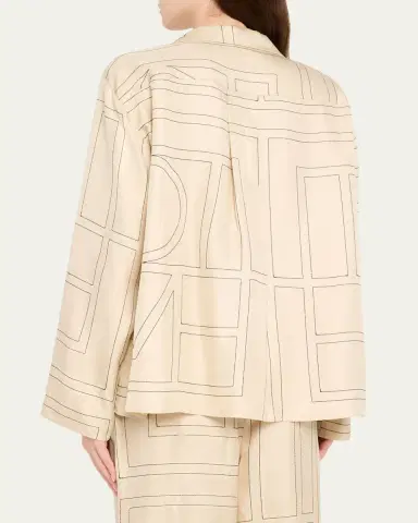 TOTEME Monogram-Embroidered Silk Pajama Top | Thumbnail 7