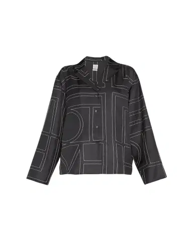 TOTEME Monogram-Embroidered Silk Pajama Top | Thumbnail 1