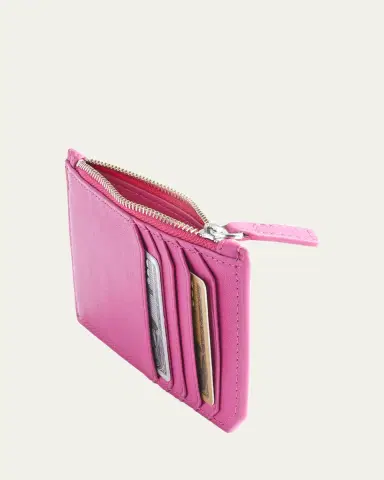 ROYCE New York Monogrammed Zippered Leather Credit Card Case, Personalized | Thumbnail 2