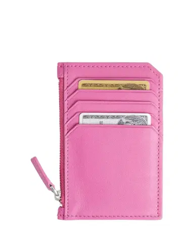 ROYCE New York Monogrammed Zippered Leather Credit Card Case, Personalized | Thumbnail 1