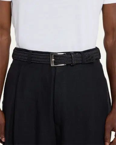 W. Kleinberg Men's Stretch Woven Belt with Alligator Trim | Thumbnail 2
