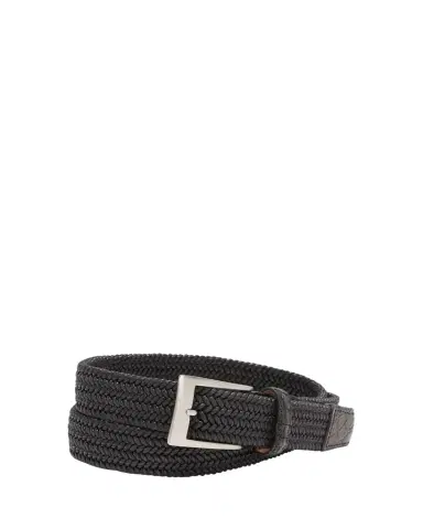 W. Kleinberg Men's Stretch Woven Belt with Alligator Trim | Thumbnail 1