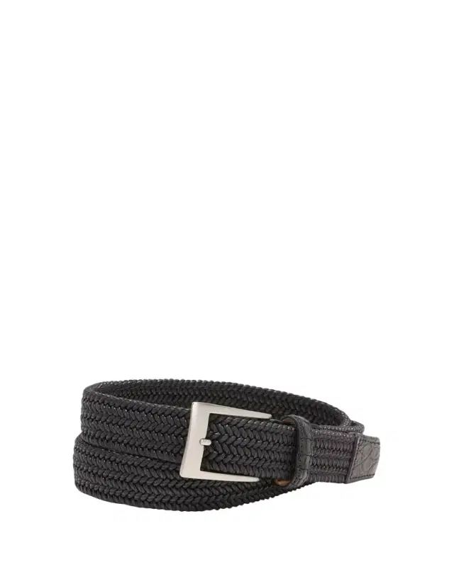 Men's Stretch Woven Belt with Alligator Trim