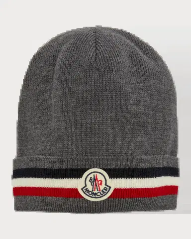 Moncler Men's Tricolor Logo Beanie | Thumbnail 2 Moncler Men's Tricolor Logo Beanie | Thumbnail 2